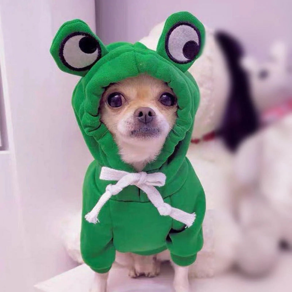 Winter Plush Dog Hoodie – Fruit/Frog Cosplay