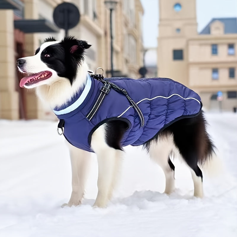 Winter Dog Jacket with Harness (S–5XL)