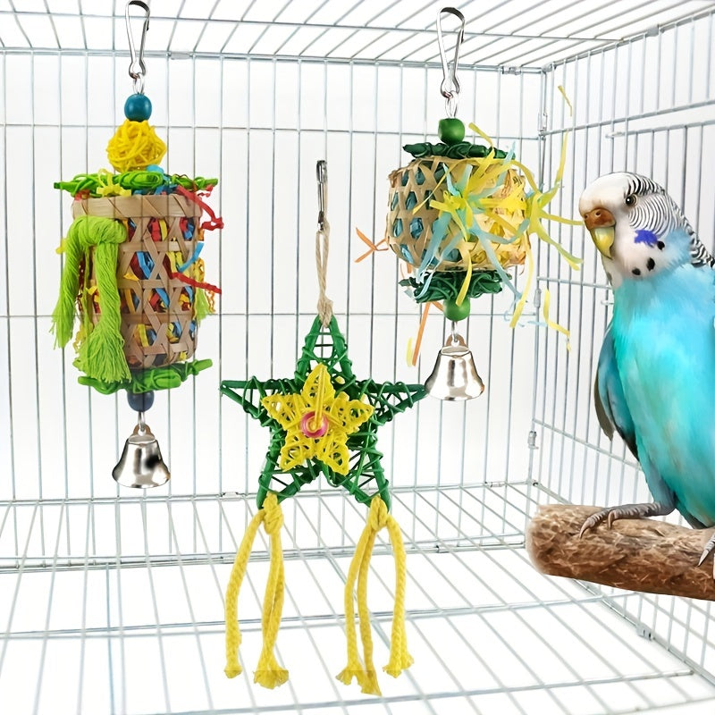 3-Pack Parrot Chew Toys (Rattan)