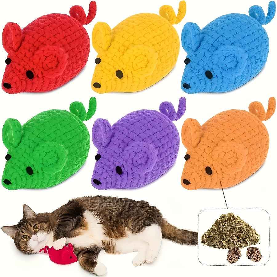 6pcs Hand Crochet Knitted Toys Mice