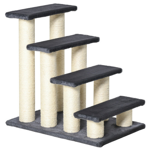 PawHut Cat Tree With 4 Steps For High Beds Couch, Cute Stair Shaped