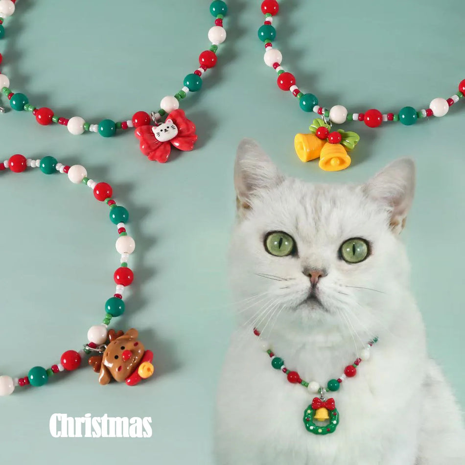Christmas Pet Necklace - Cute Cat & Dog Holiday Collar
