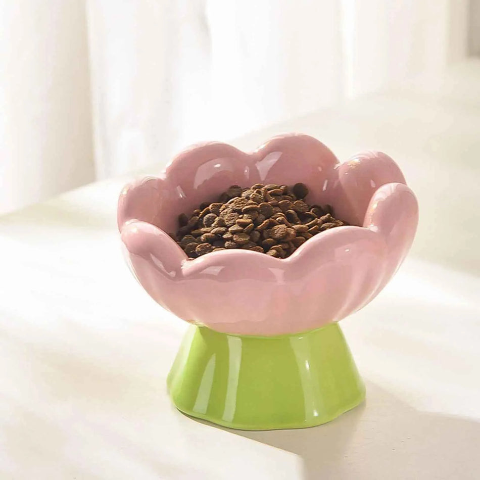 Pet Bowl Elevated Dog Cat Bowl with Non Slip Stand Ceramic Tulip Shape Raised Food Feeding Feeder for Small Medium Kiitten Pet