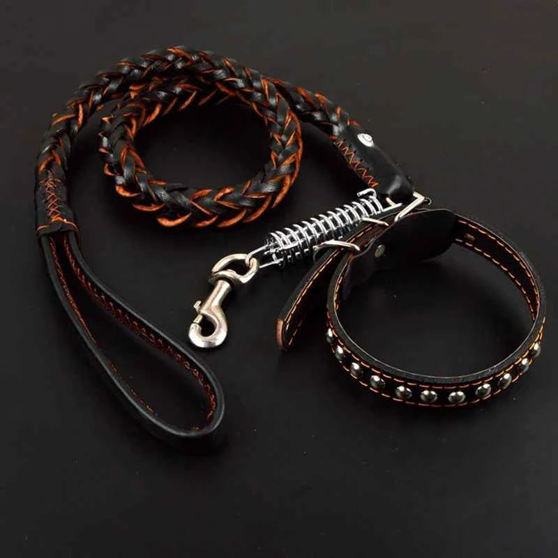 Leather Collar Leash Large Leather Traction