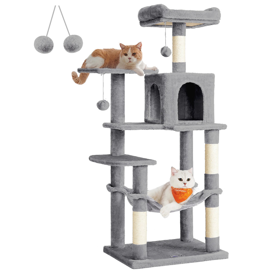 Feandrea Cat Tree, 56.3-Inch Cat Tower For Indoor Cats, Multi-Level
