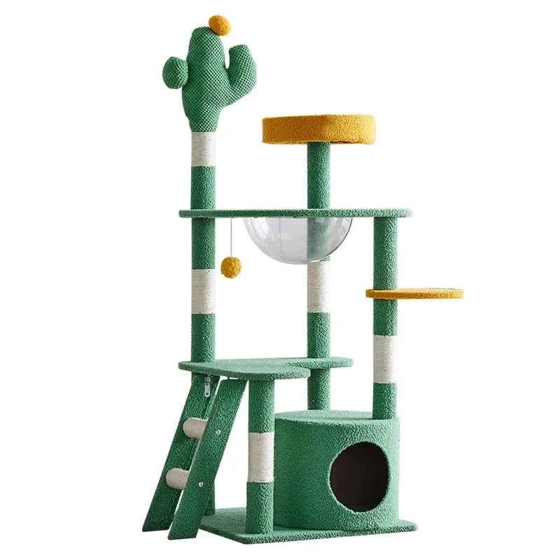 Cactus Cat Tree,Large Multi-Level Cats Climbing Tower, Scratching Post, Cozy Pet Bed