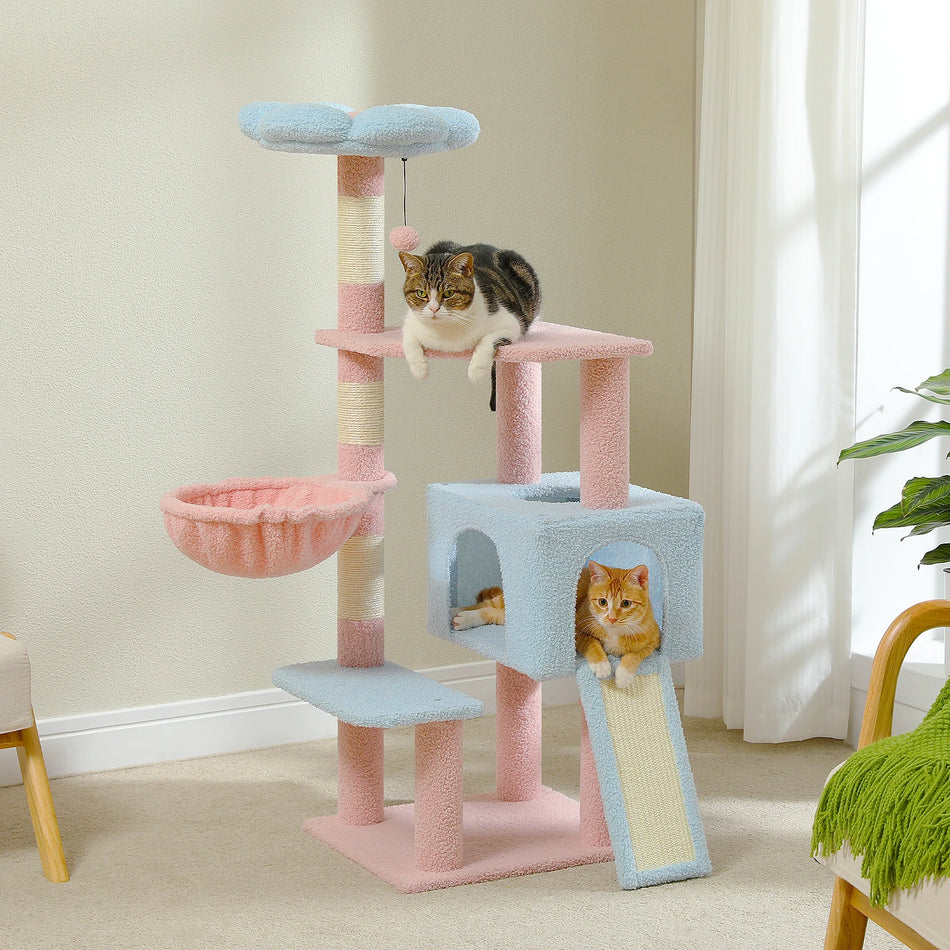 Flower Cat Tree, Multi-Level Cat Tower With Sisal Scratching Posts,