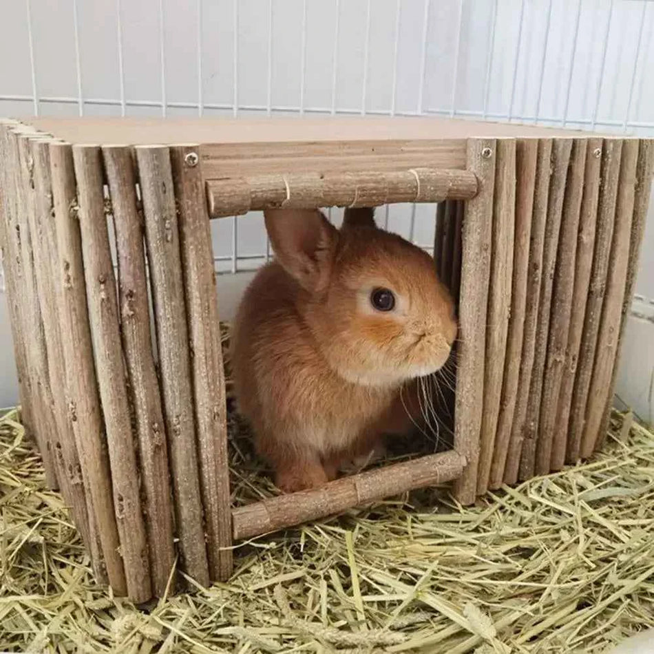 Rabbit Hamster House Teeth Grinding Natural Wood Branches Weaving Hut Chinchilla Nest Hideout Habitat Small Pet Supplies