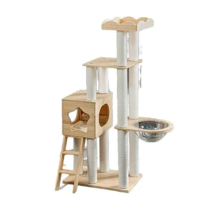 Pet Paradise Integrated Fun Space Capsule Cat Tree Multi-Layer Wooden Cat Climbing Frame Jumping Platform Cat Scratcher