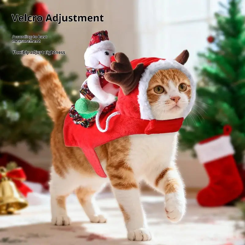 Funny Pet Christmas Snowman Riding Horse Costumes Dressed Up