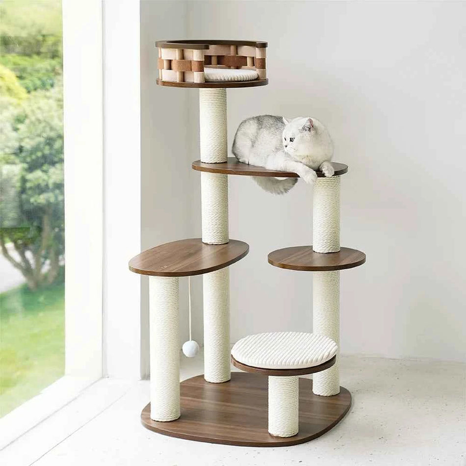 Pet Supplies Cat Tree Tower Cat Climbing Frame Tree Scratcher Toy Rest and Play Nest Bed House