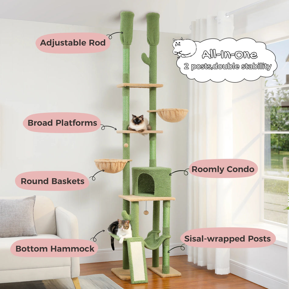 Floor To Ceiling Cat Tree With Sisal Scratching Posts