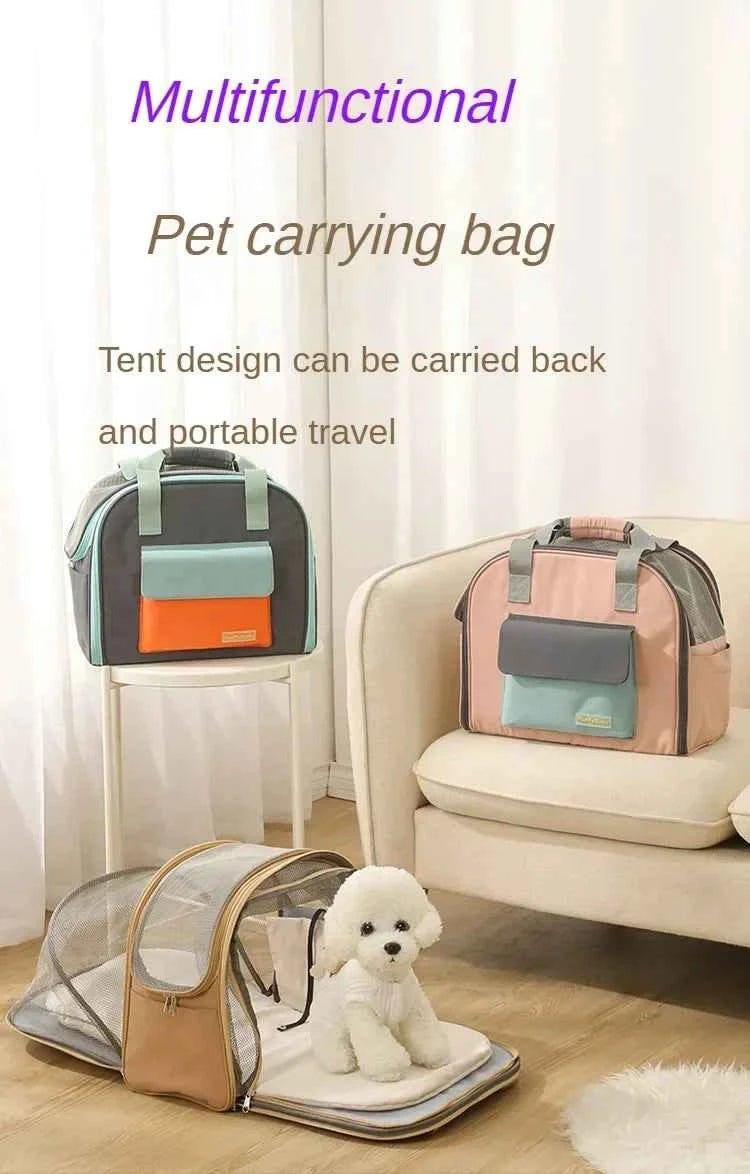 Pet Carrier Bag for Cats Travel Backpack and Transport for Dogs  - Expandable Tunnel and Multiple Shoulder Strap Options