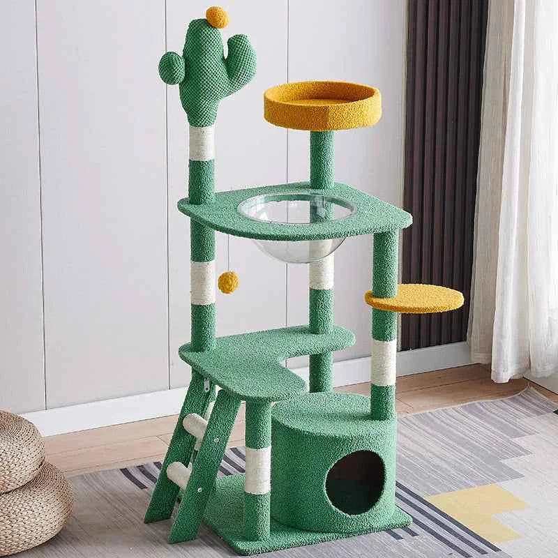 Cactus Cat Tree,Large Multi-Level Cats Climbing Tower, Scratching Post, Cozy Pet Bed