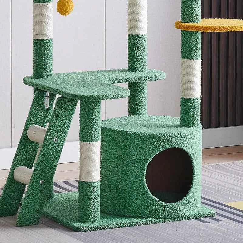 Cactus Cat Tree,Large Multi-Level Cats Climbing Tower, Scratching Post, Cozy Pet Bed