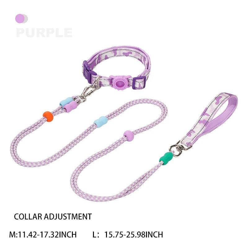 Collar Leash Set Reflective Leashes Collars
