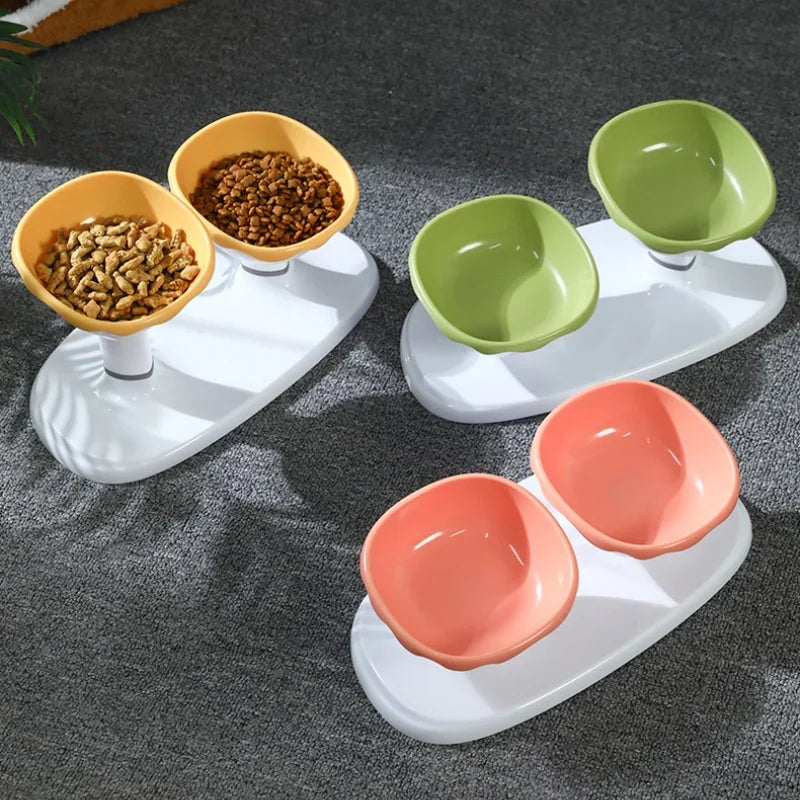 Food Water Bowl Set Height Feeding