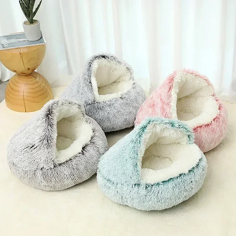 Cat House Winter Plush Pet Cat Bed Round Cat Cushion