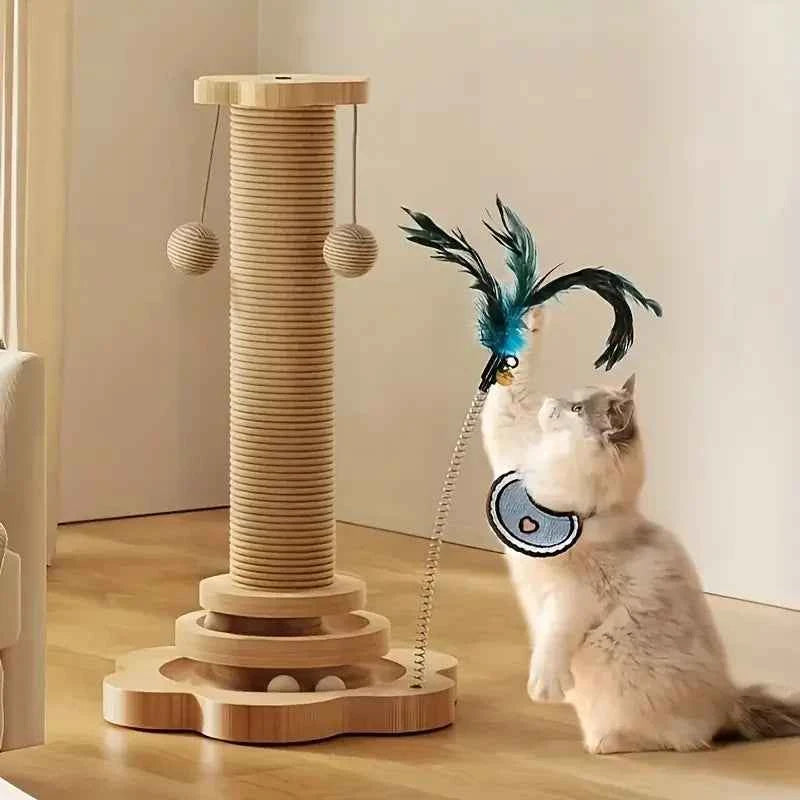 Pet Cat Toy Solid Wood Cat Turntable Funny Cat Stick Balls Durable Sisal Scratching Board Cats Supplies CatGrab Column고양이 널빤지 잡기