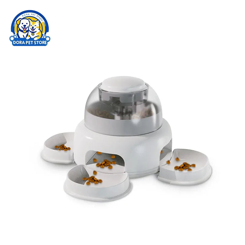 Three Bowls Of Pet Food Dispenser, Automatic Press Feeder,