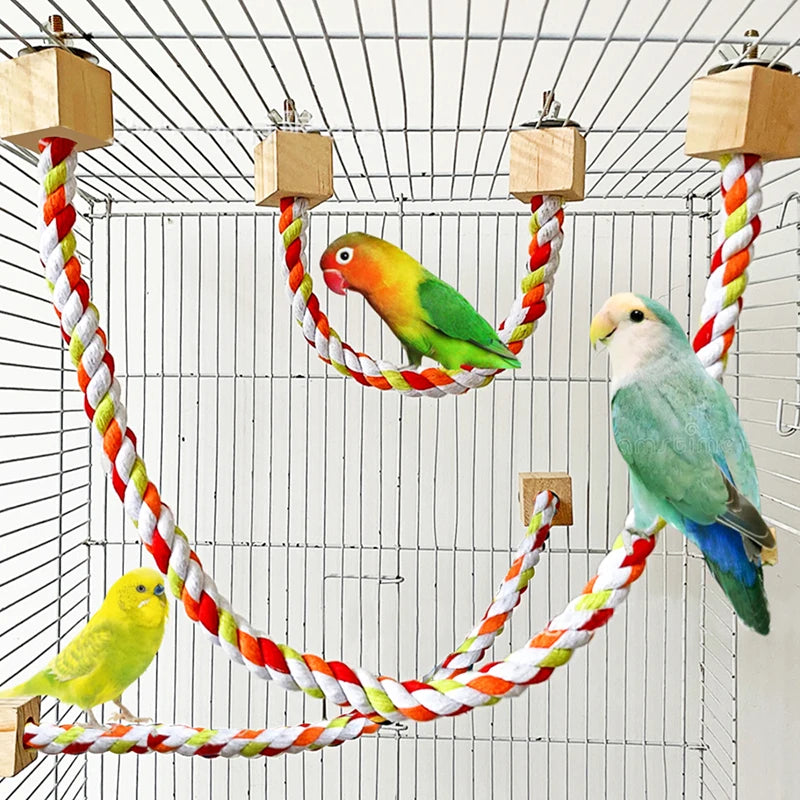 Pet Bird Bite Toys Parrot Color Cotton Rope Toys Elastic