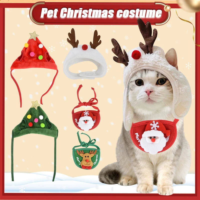 Christmas Dog Cat Pets Clothes Hat Scarf Costume Accessories