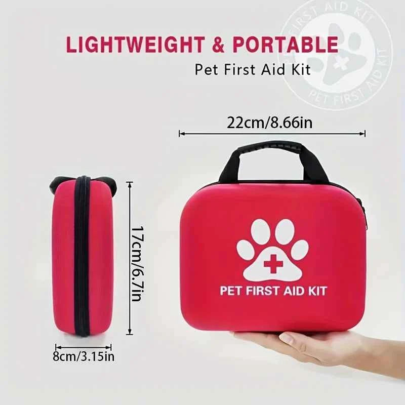 127 Compact Dog and Cat Travelling First Aid Kit with Emergency Supplies and Pet First Aid Manual for Hiking, Camping and Huntin