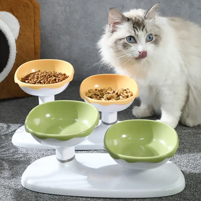 Food Water Bowl Set Height Feeding