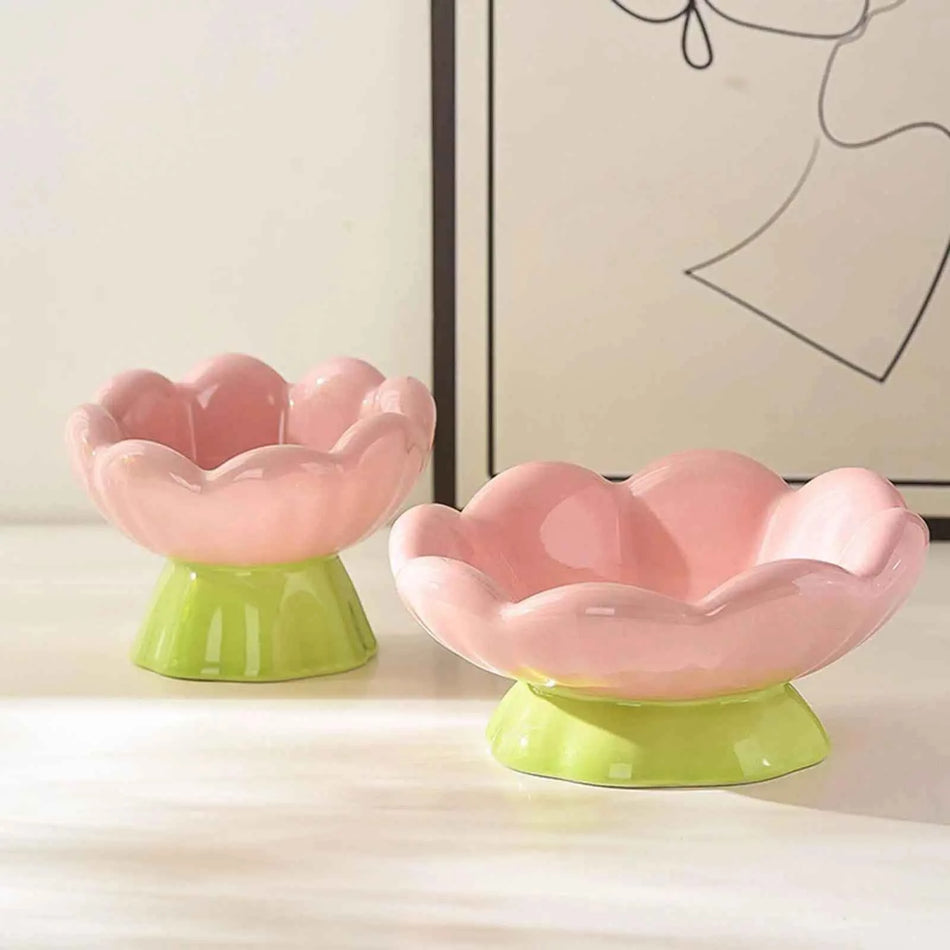 Pet Bowl Elevated Dog Cat Bowl with Non Slip Stand Ceramic Tulip Shape Raised Food Feeding Feeder for Small Medium Kiitten Pet