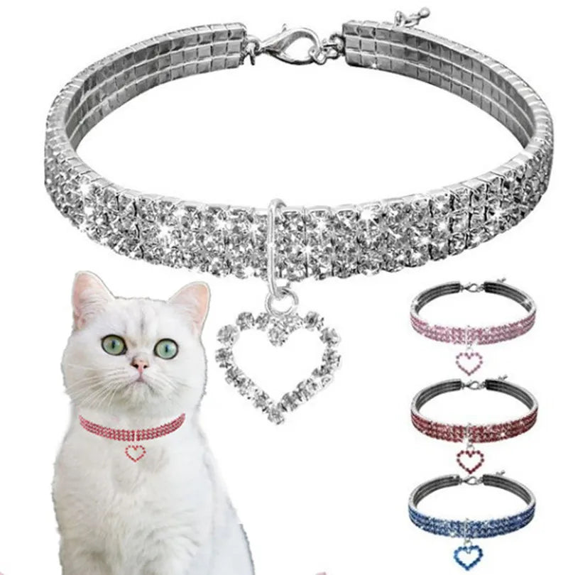 Collar Three Row Elastic Rhinestone Collars