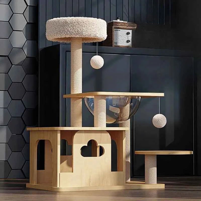 Sisal Column Cats Scrapers Wooden Cat Tree Tower Stable and Durable Waterproof Cats Scratching Post Cat Accessories Pets