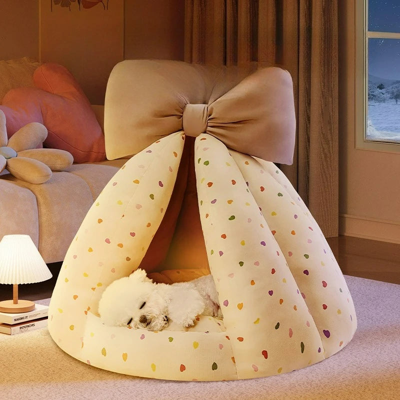 Cute Cat Bed Enclosed All-Season Pet Bed For Cats