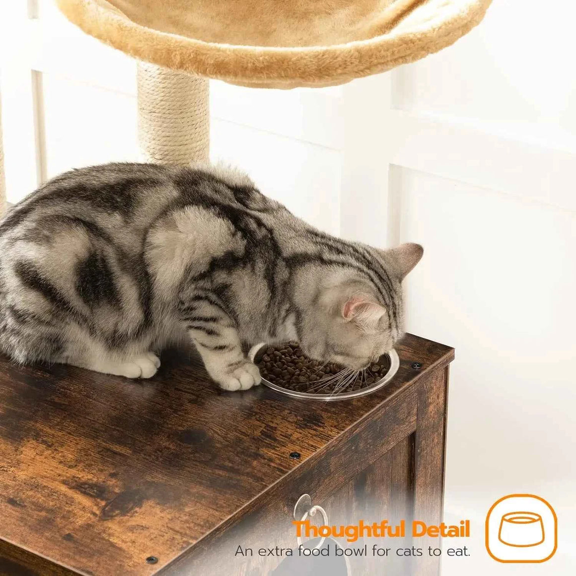 Cat Tree Tower with Box Enclosure Wooden Cat Condo with Scratching Posts Wooden Cat Box