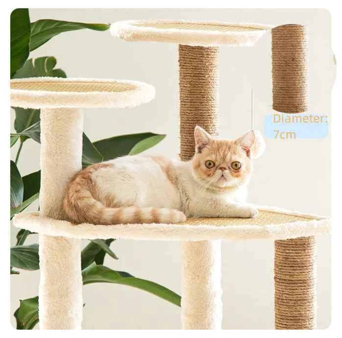 Large Pet Cat Sisal Scratching Tree  Five Tower Houses Scratches Climbing Rattan Mat Pet Cat Tree