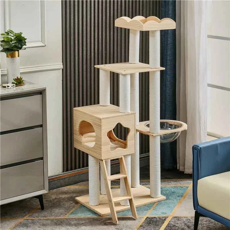 Pet Paradise Integrated Fun Space Capsule Cat Tree Multi-Layer Wooden Cat Climbing Frame Jumping Platform Cat Scratcher