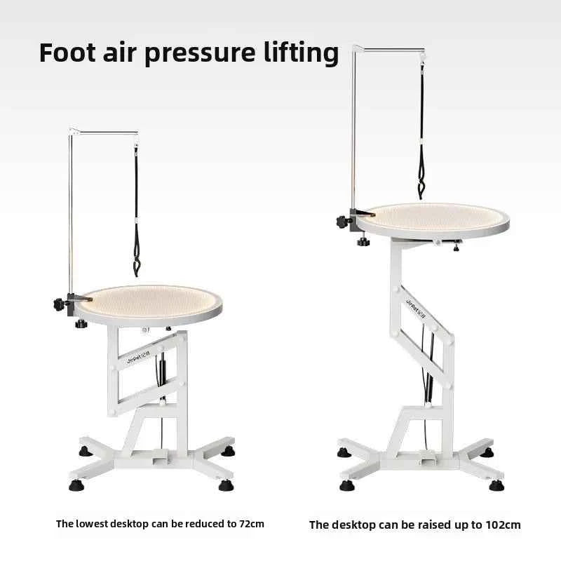 Pet Gentle Luminous Grooming Table Folding Pneumatic Lift Rotatable Pet Stores Shearing Grooming Beauty Round Table Pet Products