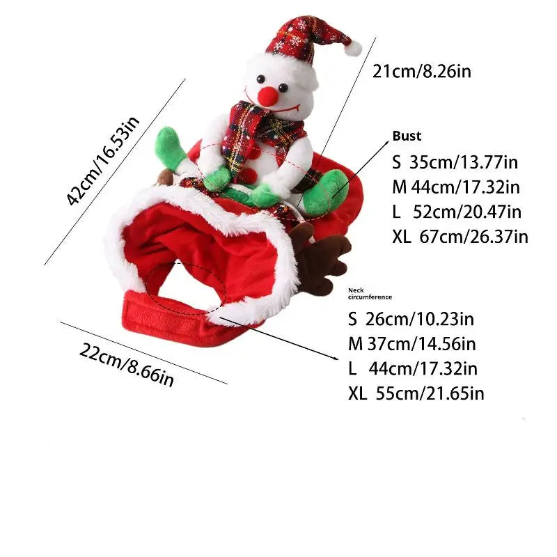 Funny Pet Christmas Snowman Riding Horse Costumes Dressed Up