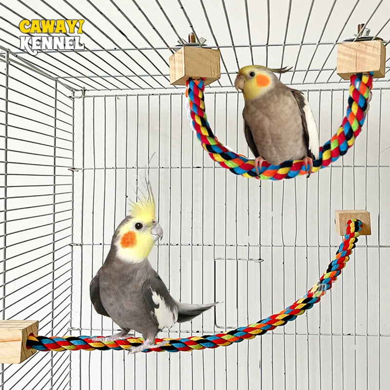 Pet Bird Bite Toys Parrot Color Cotton Rope Toys Elastic