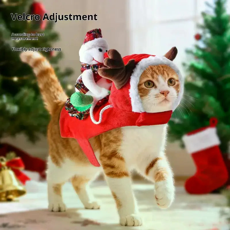 Funny Pet Christmas Snowman Riding