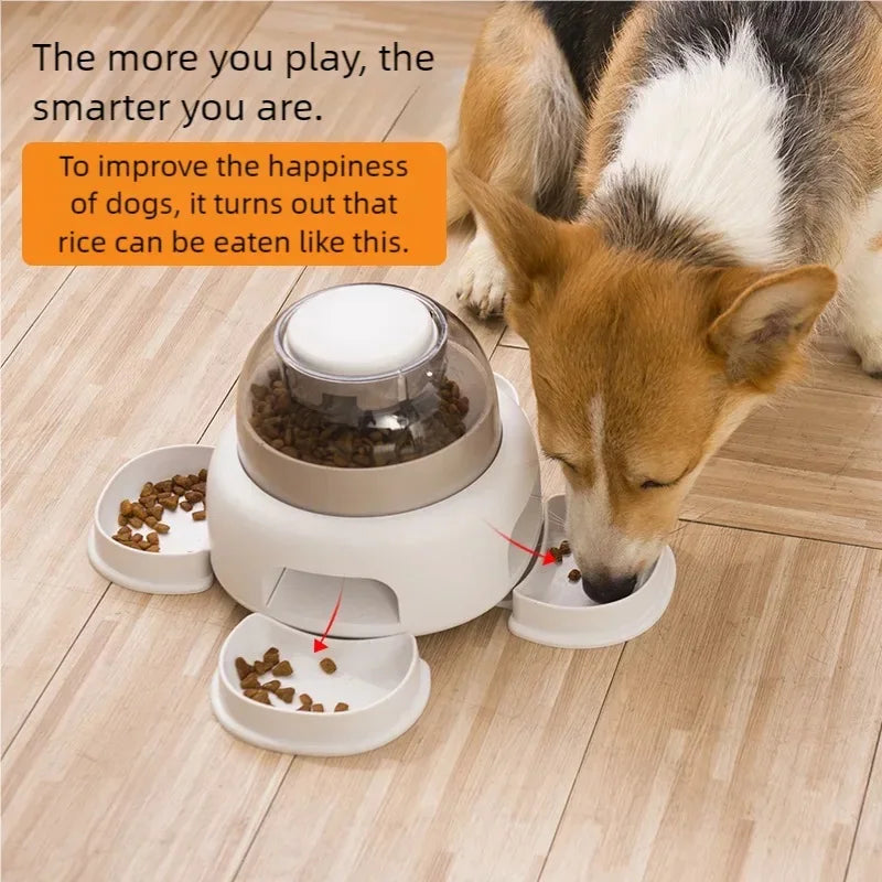 Three Bowls Of Pet Food Dispenser, Automatic Press Feeder,