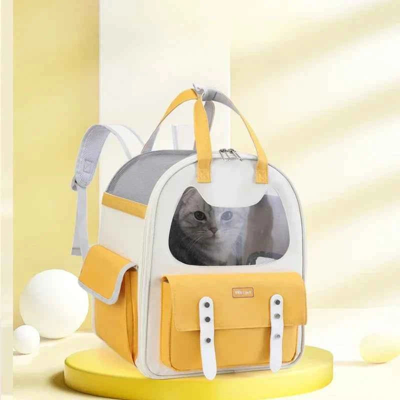 Portable Breathable Backpack for Carrying Pet Cats and Small Dogs - Pet Travel Supplies for Outdoor Use