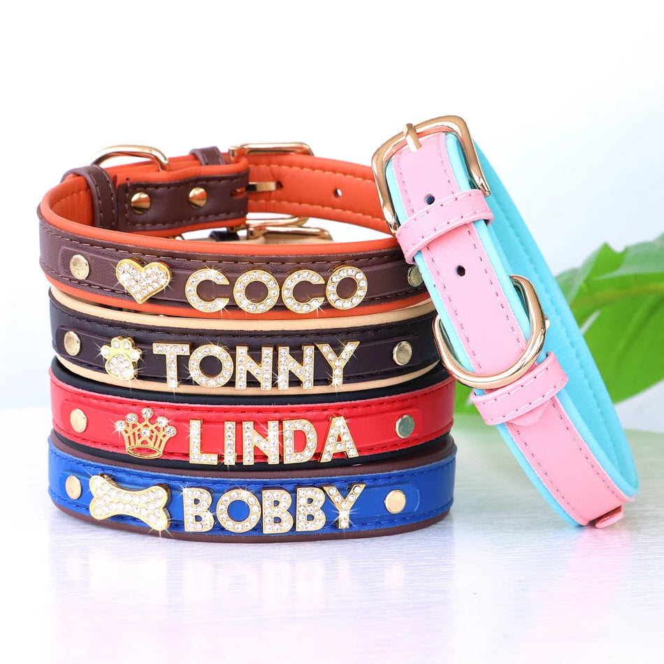 Personalized Small Dog Cat Collar Diy Rhinestone Bling Charm Pet