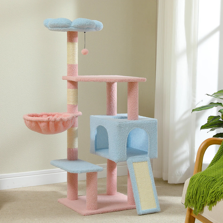 Flower Cat Tree, Multi-Level Cat Tower With Sisal Scratching Posts,