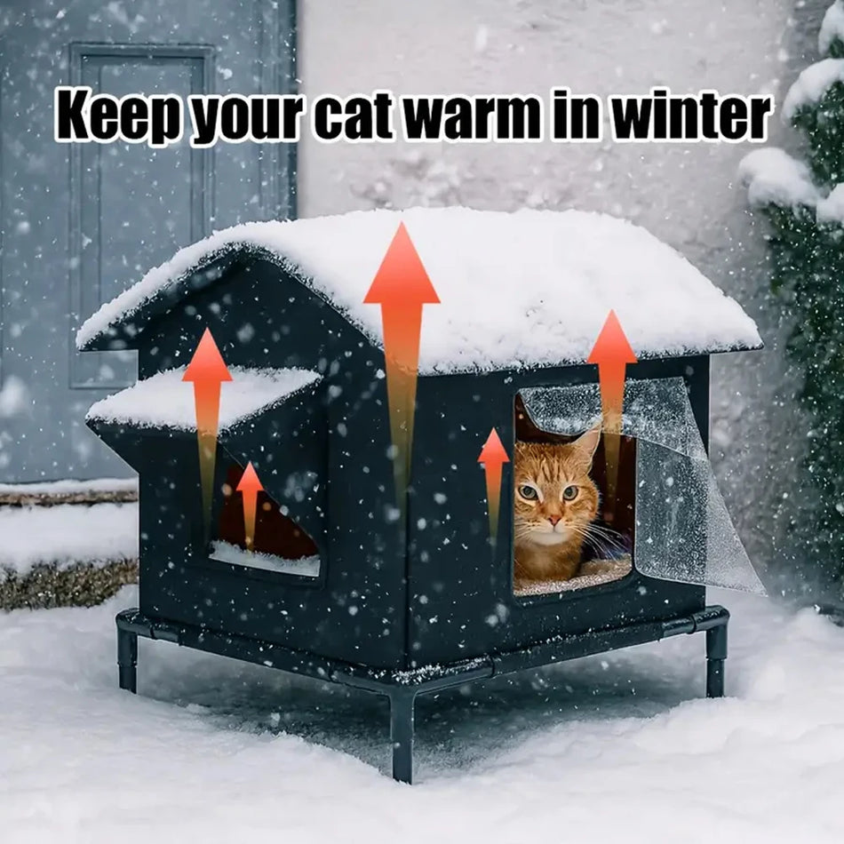 Elevated Pet House-Bed Moisture-Proof Design Cat House Weatherproof For