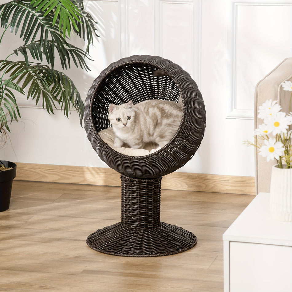 Pawhut Rotatable Egg Chair Cat Bed - Elevated Cat Houses