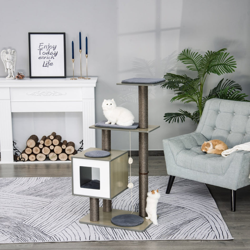 PawHut Multi Level Cat Scratching Tree Jumping Sleeping Pet Kitten